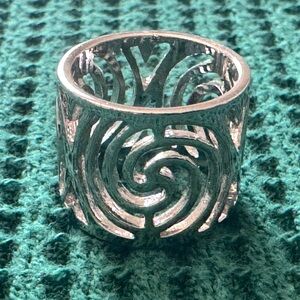 Silver ring with design detail